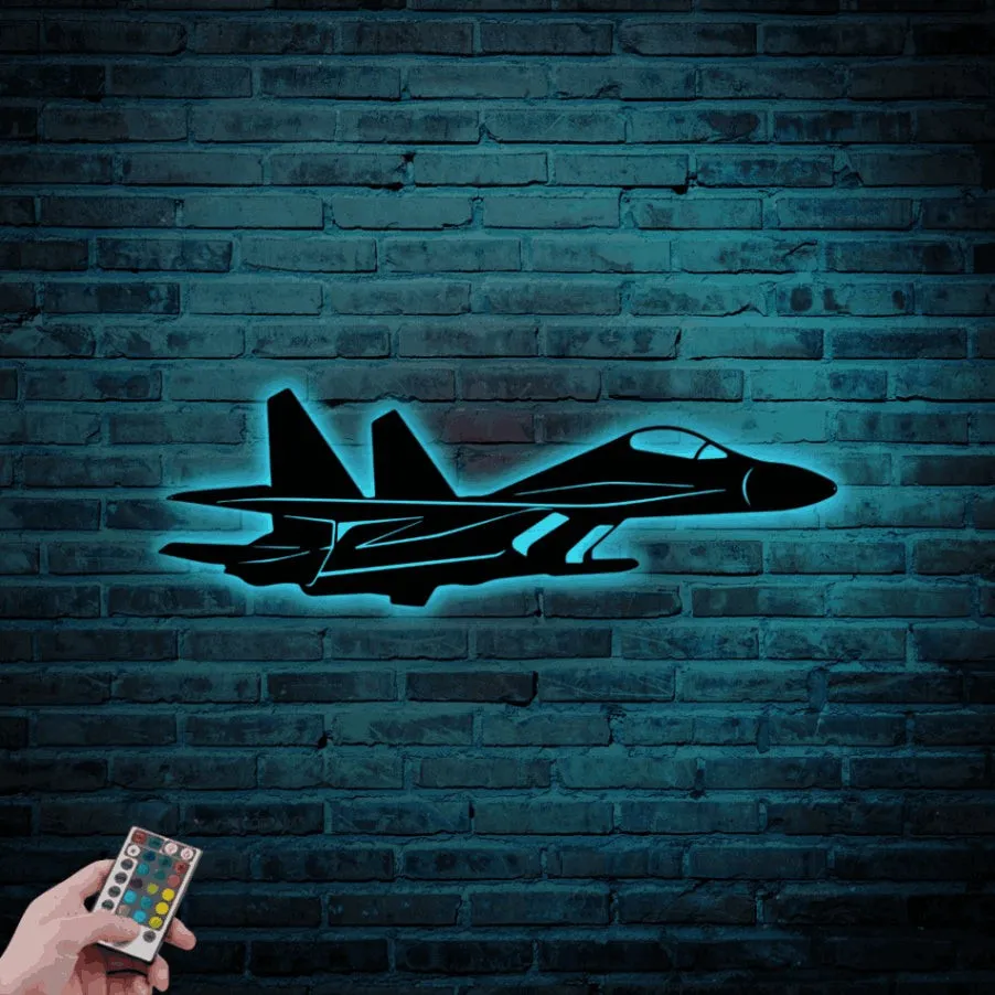 F16 Metal Sign With Led Lights, Military Jet Plane, Fighter Jet Metal Sign, Veteran Pilot Decor, F 16 Sign, Top Gun Fighter Jet Gift, Air Force Gifts