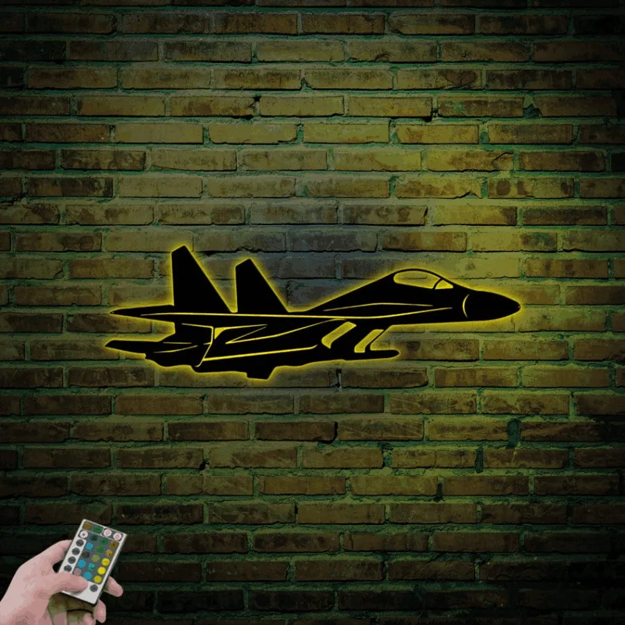 F16 Metal Sign With Led Lights, Military Jet Plane, Fighter Jet Metal Sign, Veteran Pilot Decor, F 16 Sign, Top Gun Fighter Jet Gift, Air Force Gifts