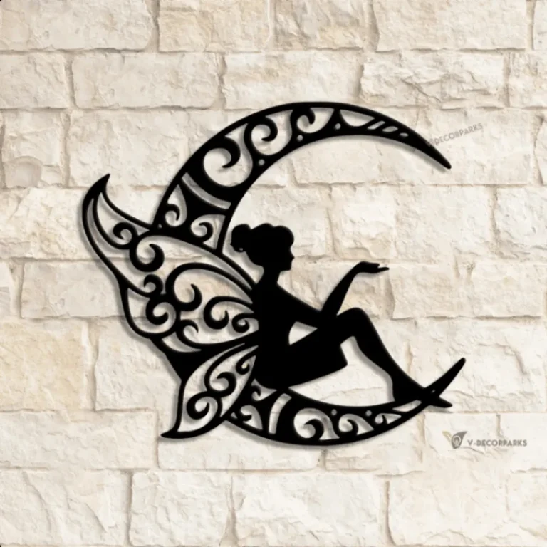 Fairy Metal Wall Sign With Led Lights, Fairy Moon Metal Sign Multi Colors, Fairy Sign Metal, Fairy Moon Home Decor, Led Wall Art, Gift For Her