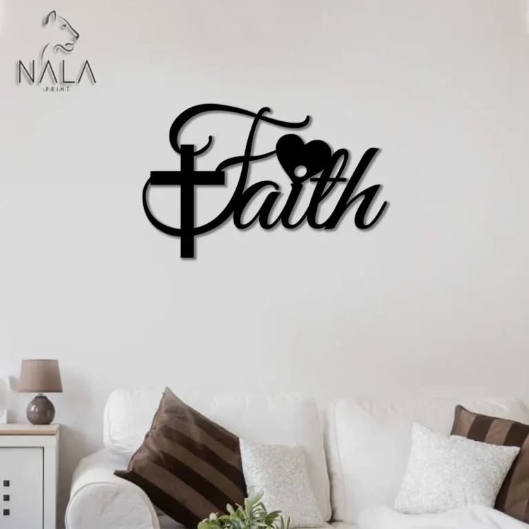 Faith Heart Metal Sign, Christian Wall Art Decor, Jesus Metal Wall Hanging, Gift For Jesus Lovers