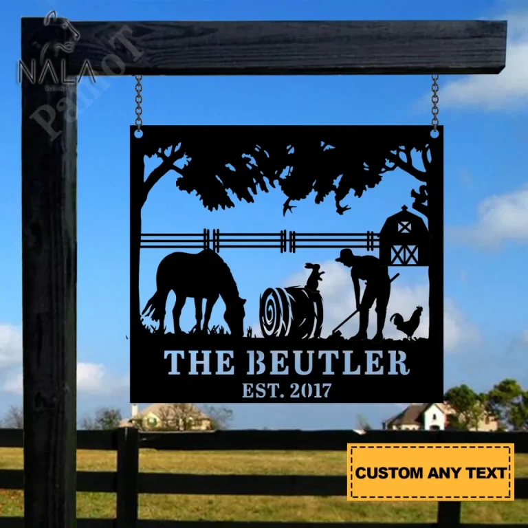 Personalized Name Gate/entrance Welcom Sign, Custom Horse, Cattle, Chicken Farm Metal Sign Art