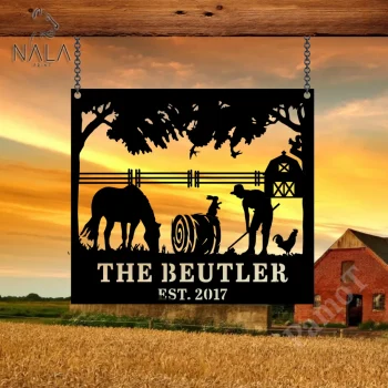 Personalized Name Gate/entrance Welcom Sign, Custom Horse, Cattle, Chicken Farm Metal Sign Art