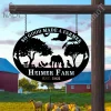 Personalized Metal Farm Sign, Cattle Farm Horse Cow Chicken Metal Art, Farm Gate Metal Sign Art Decor