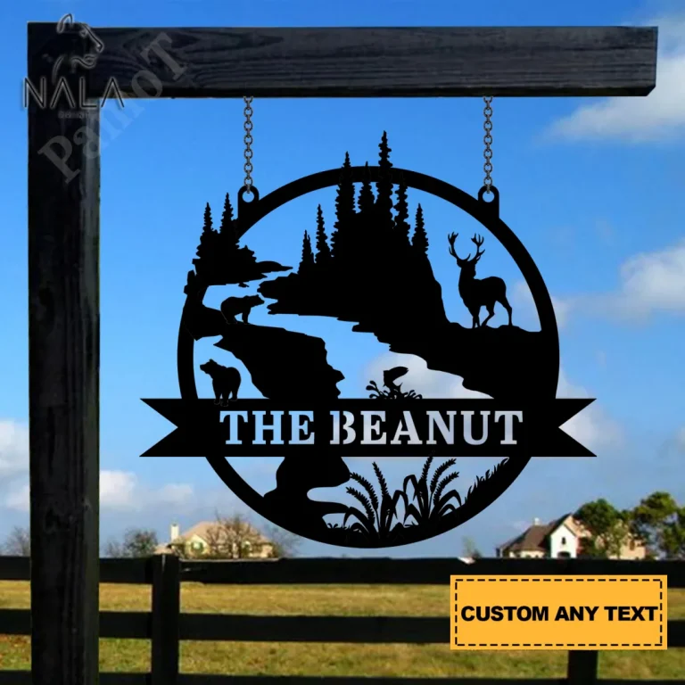 Custom Large Farm Entrance/gate Sign, Wildlife, Deer And Bear, Personalized Name Metal Art Farm Decor