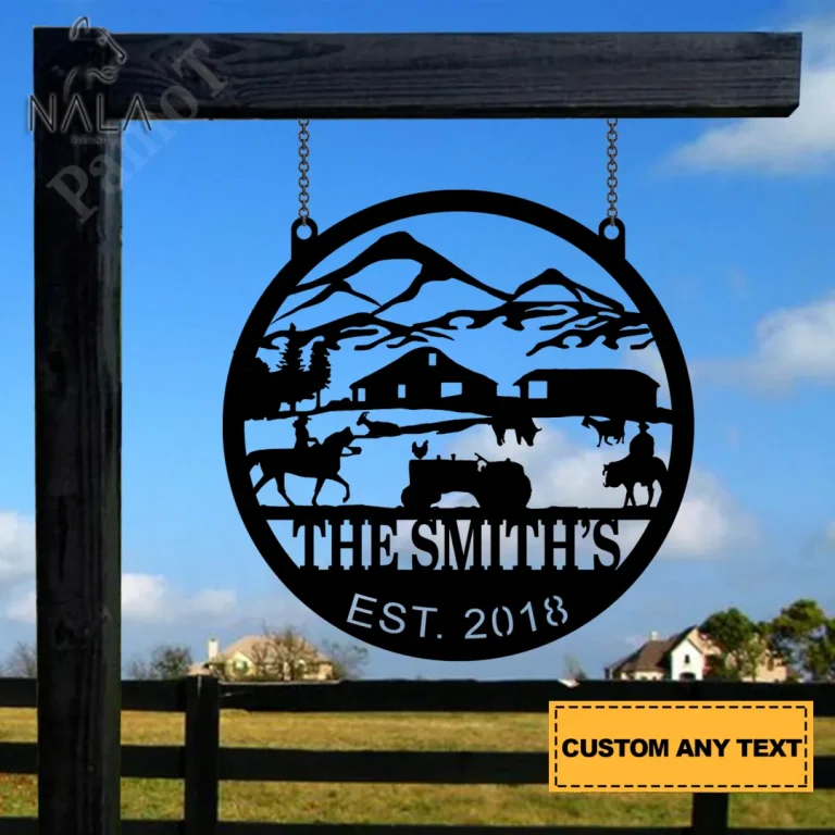 Custom Rustic Farm Gate Metal Sign Home Decor, Large Farm Metal Sign Art, Farm Decor Sign Size Up To 48"