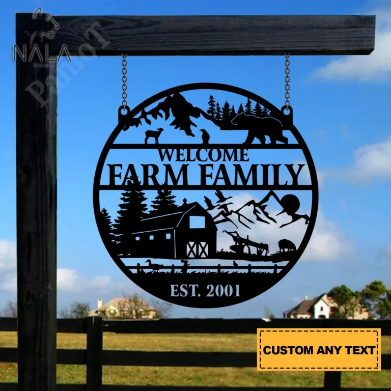 Custom Welcome Farmhouse Entrance Cut Metal Sign, Family Farm Sign Metal Art