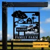 Custom Name Family Farm Metal Sign Wall Decor, Farm Gate Wall Hanging Cut Metal Sign Art