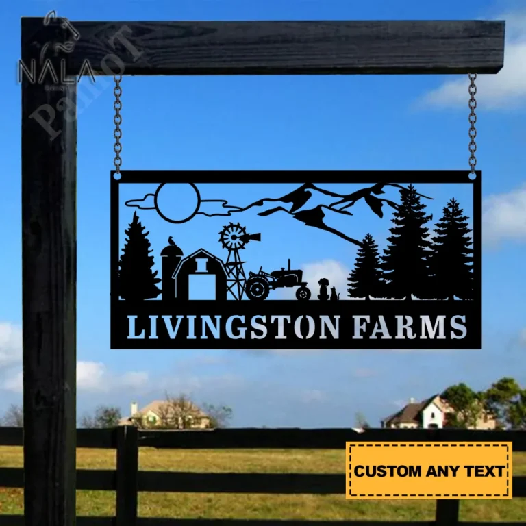 Custom Name Tractor Farm Metal Art, Farm Gate Welcome Metal Art Gift For Family