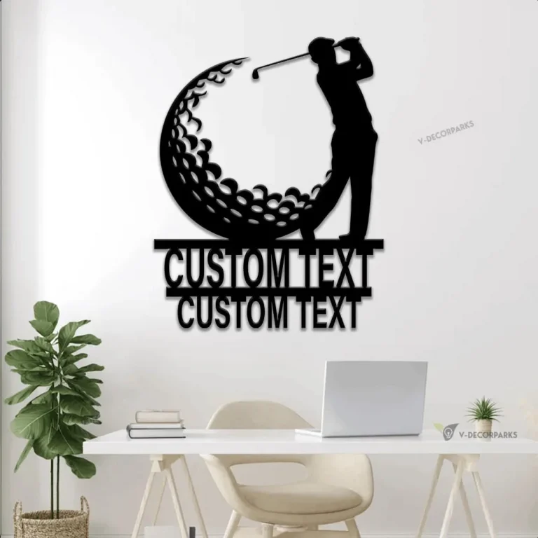 Father's Day Sign, Custom Golf Metal Wall With Led Lights, Best Dad By Par, Fathers Day Gift, Gift For Dad, Gift For Grandpa