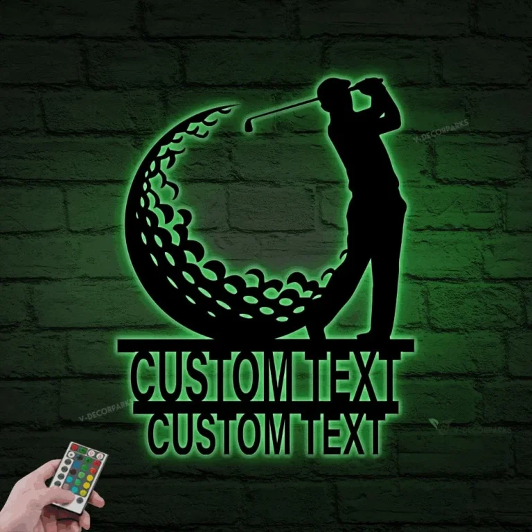 Father's Day Sign, Custom Golf Metal Wall With Led Lights, Best Dad By Par, Fathers Day Gift, Gift For Dad, Gift For Grandpa