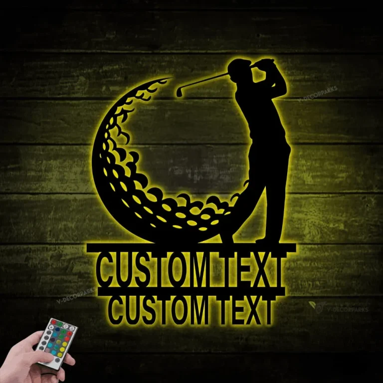 Father's Day Sign, Custom Golf Metal Wall With Led Lights, Best Dad By Par, Fathers Day Gift, Gift For Dad, Gift For Grandpa