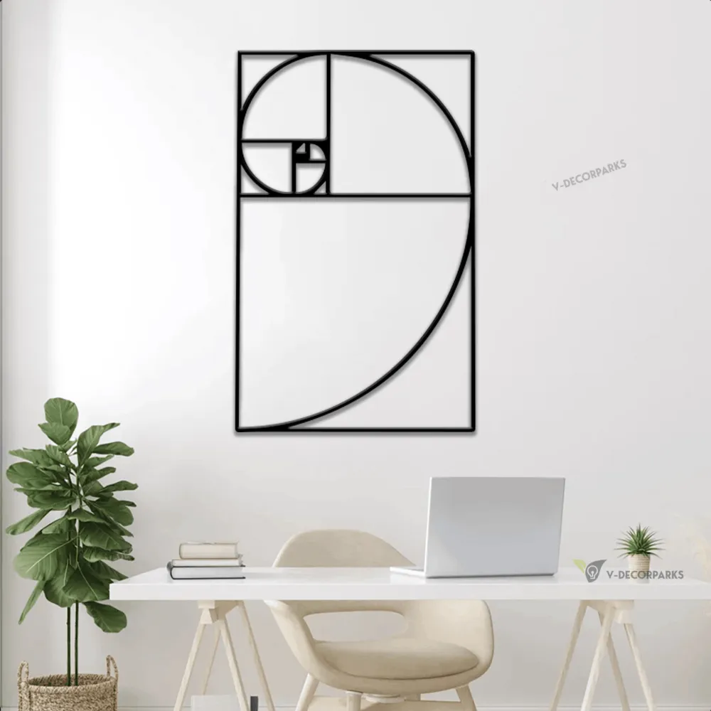 Fibonacci Spiral Metal Wall With Led Lights, Metal Fibonacci Wall Decor, Metal Ratio Wall Art, Mathematics Art, Fibonacci Sign, Interior Decor