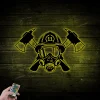 Firefighter Metal Sign With Led Lights, Personalized Fd Fireman Name Sign, Firefighter Decor, Gift For Dad, Firefighter Gift For Him
