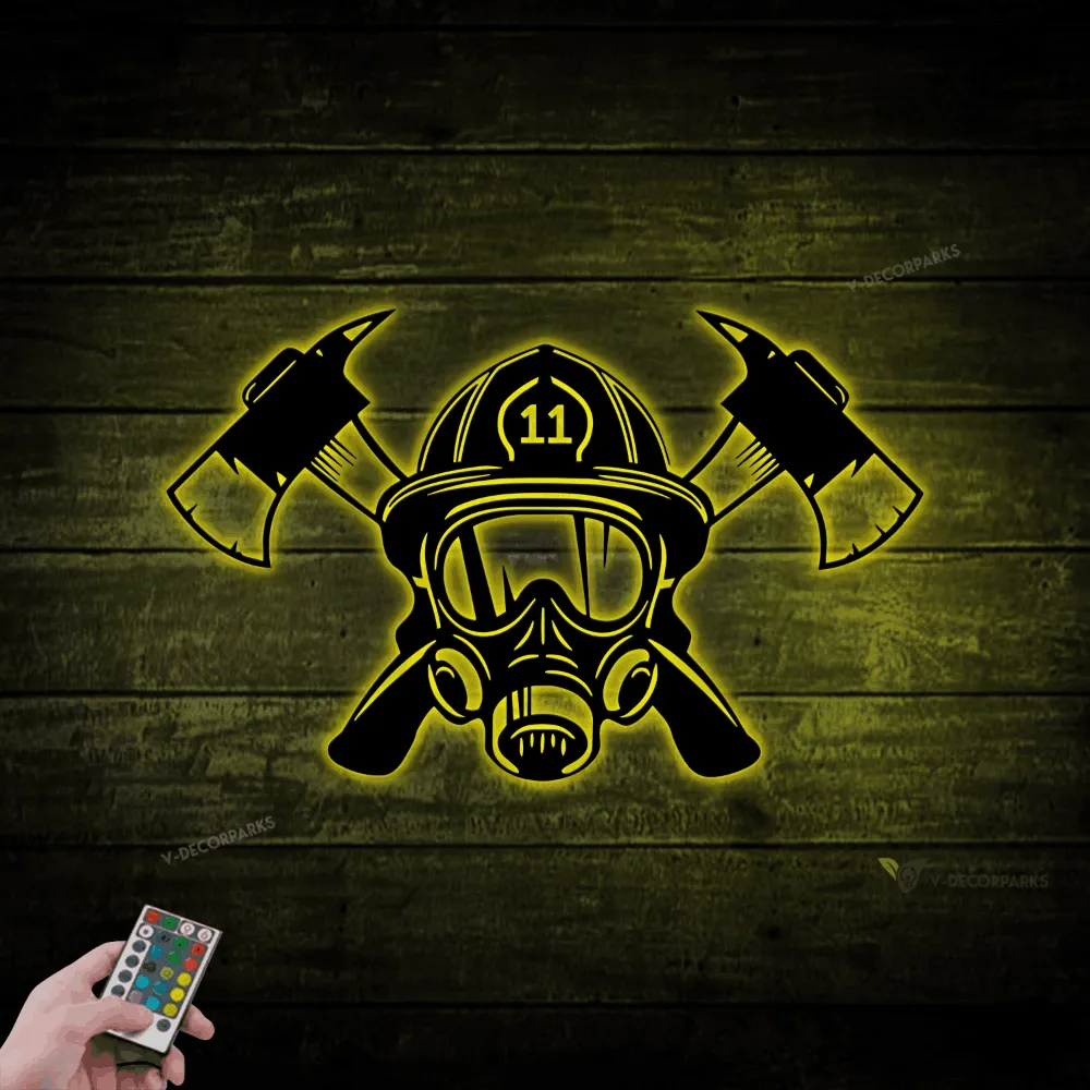 Firefighter Metal Sign With Led Lights, Personalized Fd Fireman Name Sign, Firefighter Decor, Gift For Dad, Firefighter Gift For Him