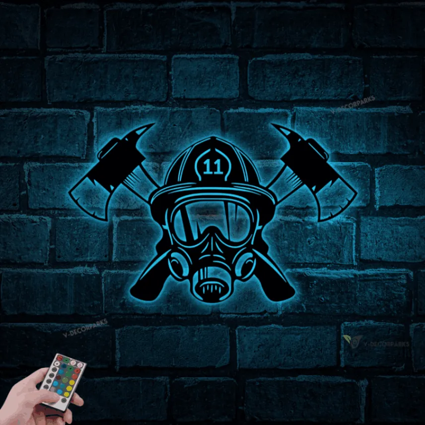 Firefighter Metal Sign With Led Lights, Personalized Fd Fireman Name Sign, Firefighter Decor, Gift For Dad, Firefighter Gift For Him