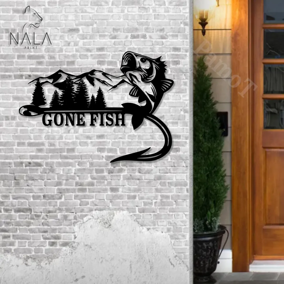 Fish-metal8.4_7e839600-72db-412c-bfa9-d7915a3d34d6.webp Personalized Giant Gone Fish Mountain Wall Hanging, Front Door Metal Sign Decor, Custom Fishing Wall Art For Fishing Lovers