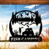 Custom Fishing Camping Country Scene Metal Sign, Fishing Gate Decoration, Personalized Metal Hanging Sign Decor