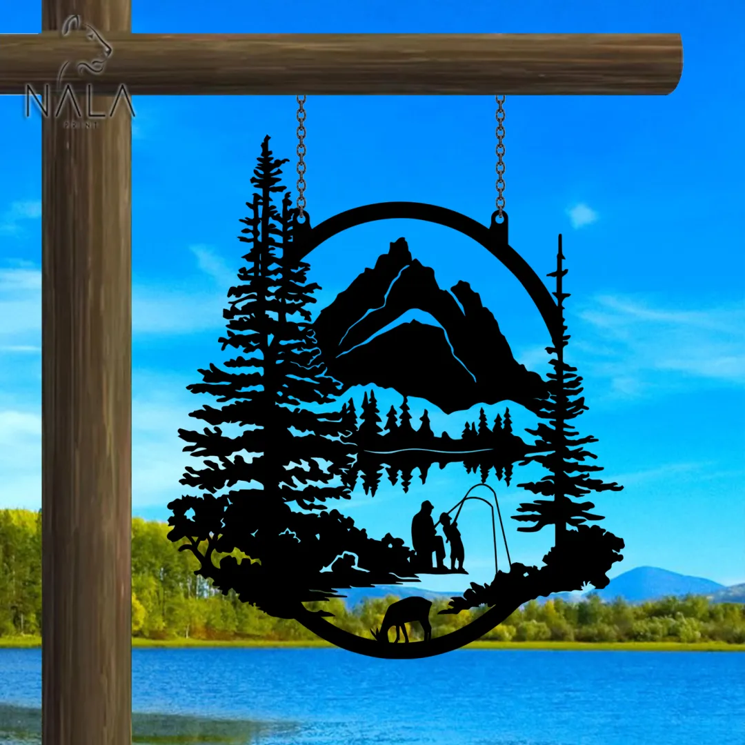 Fish-metal_25207.3_f7fd078e-5035-4c7b-80ae-91b560cffea0.webp Father And Son Lake Fishing Trip Metal Sign, Fishing Gate Hanging Decor, Perfect For Father's Day, Gift For Dad