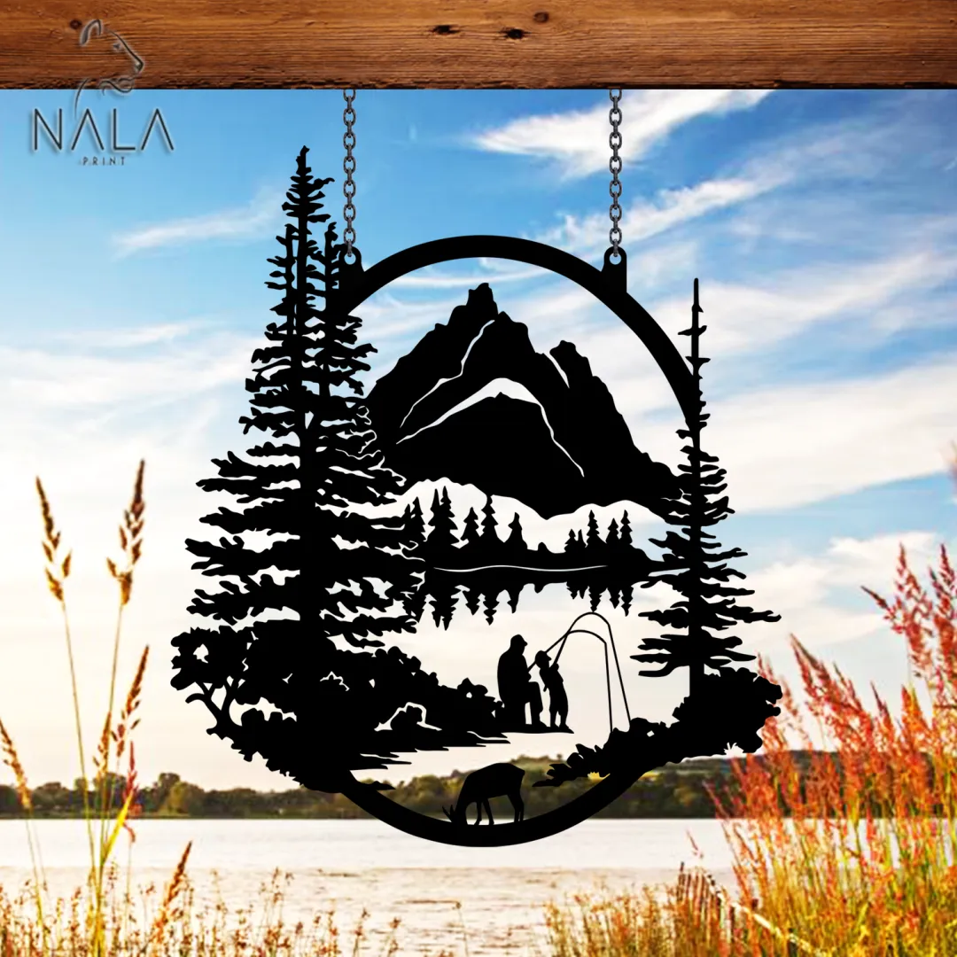 Fish-metal_25207.4_0f626f8c-9978-4cfd-aee9-81179e5a345e.webp Father And Son Lake Fishing Trip Metal Sign, Fishing Gate Hanging Decor, Perfect For Father's Day, Gift For Dad