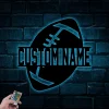 Football Metal Wall Art With Led Lights, Personalized Football Player Name Sign, Sports Sign, Football Wall Decor Art, Football Team Gift