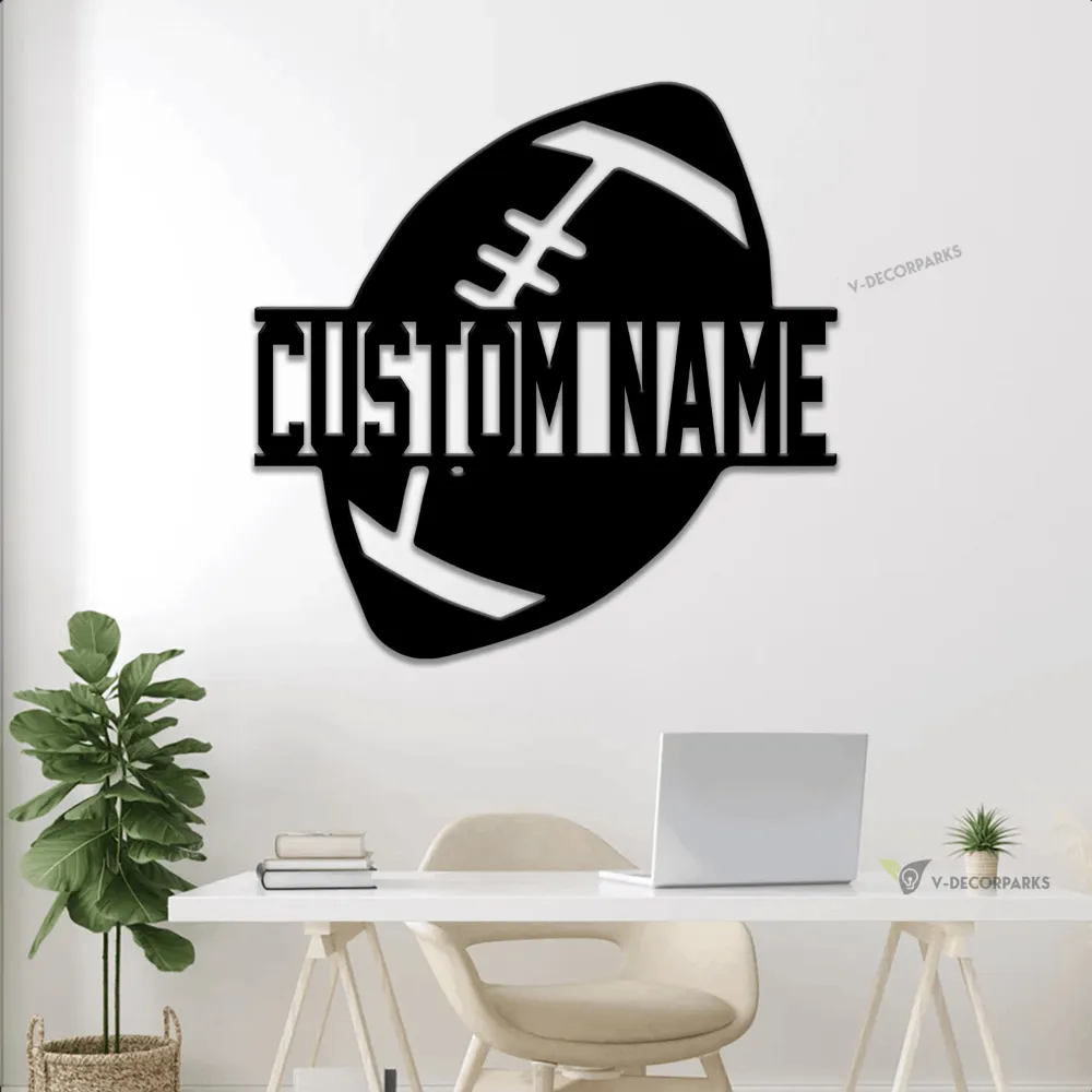 Football Metal Wall Art With Led Lights, Personalized Football Player Name Sign, Sports Sign, Football Wall Decor Art, Football Team Gift