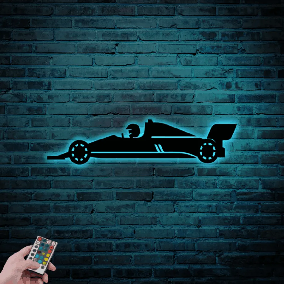 Formula 1 2022 Led Lights, Metal Sign, F1 Metal Silhouette Wall Art, Metal Wall Art, Metal Wall Decor, Gift For Car Lovers, Car Silhouette Sign