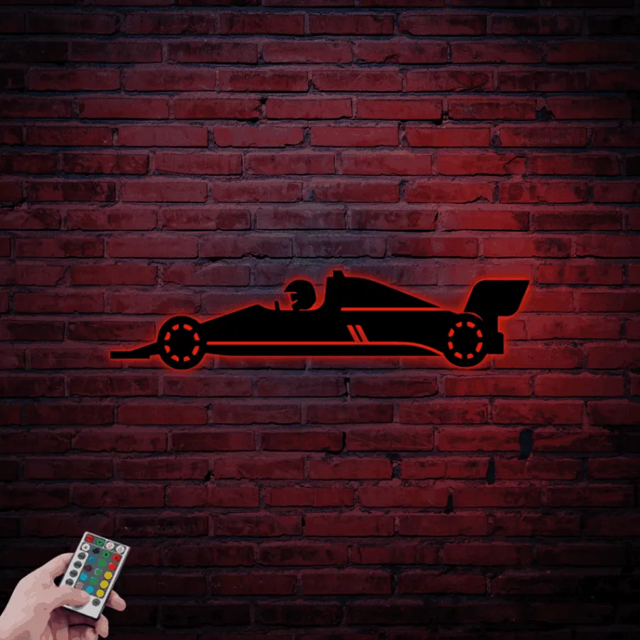 Formula 1 2022 Led Lights, Metal Sign, F1 Metal Silhouette Wall Art, Metal Wall Art, Metal Wall Decor, Gift For Car Lovers, Car Silhouette Sign