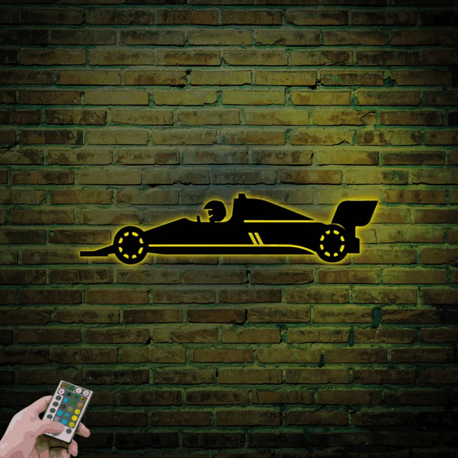 Formula 1 2022 Led Lights, Metal Sign, F1 Metal Silhouette Wall Art, Metal Wall Art, Metal Wall Decor, Gift For Car Lovers, Car Silhouette Sign