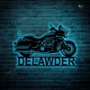 Custom Motorcycle Metal Wall Art With Led Light, Personalized Motorcycle Garage Name Sign Decoration For Living Room, Biker Home Decor