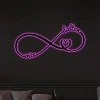 Personalized Names Infinity Heart Metal Sign With Led Lights, Valentine Wall Art For Couples, Newlywed Metal Wall Art, Newly Engaged Gifts