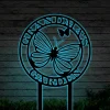 Butterfly Garden Stake Sign With Led Lights, Personalized Metal Sign, Garden Sign Board, Metal Art, Attractive Garden Plate, Custom Metal Garden Sign