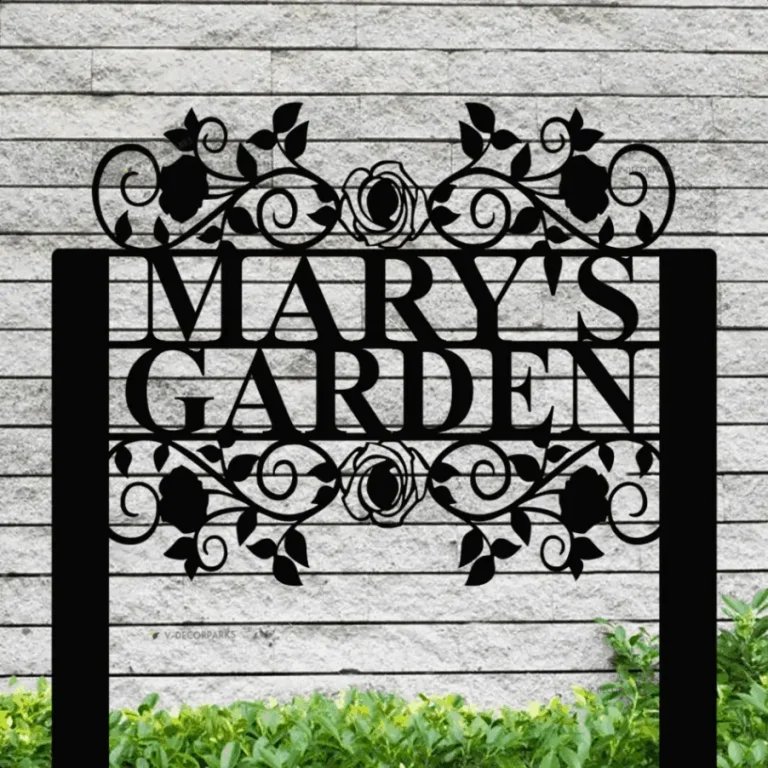 Floral Garden Stake Sign With Led Lights, Personalized Metal Sign, Garden Sign Board, Metal Art, Attractive Garden Plate