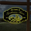 Metal Farm Sign For House Outdoor Metal Sign For Home Decor With Led Lights, Large Metal Family Estate Sign Tractor Family Name Sign Farm Address