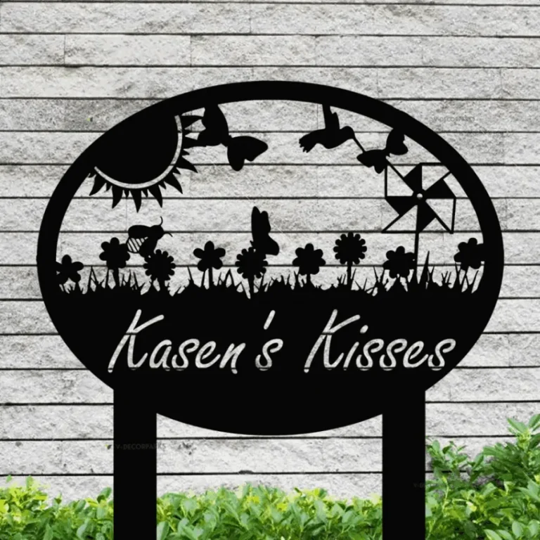 Metal Sign For Garden With Led Lights, Personalized Garden Sign, Custom Garden Sign On Stake, Metal Garden Sign, Nana Gift, Garden Gifts