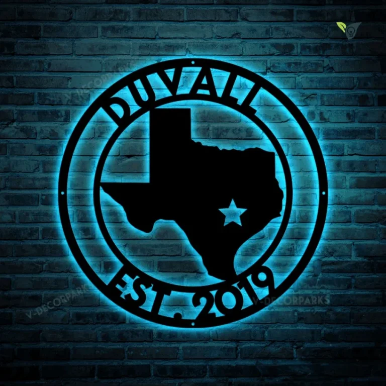 Custom Texas Metal Sign With Led Lights, Last Name Sign, Metal Established Family Sign, Custom Texas Signs, Texas Metal Wall Art, Texas Home Decor