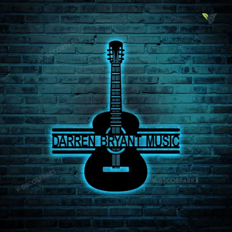 Guitar Classic Personalized Metal Wall Decor, Custom Metal Sign With Led Lights, Guitar Decor, Custom Guitar Decoration, Music Room Sign