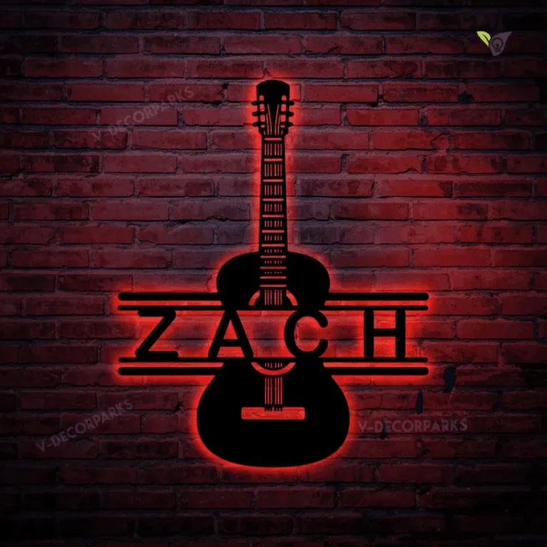 Guitar Classic Personalized Metal Wall Decor, Custom Metal Sign With Led Lights, Guitar Decor, Custom Guitar Decoration, Music Room Sign