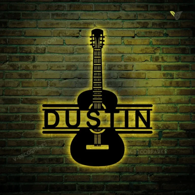 Guitar Classic Personalized Metal Wall Decor, Custom Metal Sign With Led Lights, Guitar Decor, Custom Guitar Decoration, Music Room Sign