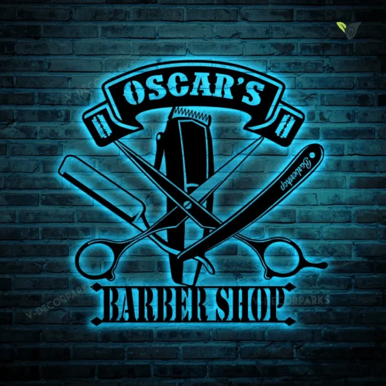 Personalized Barber Shop Equipment Metal Sign With Led Lights, Barber Shop Sign, Custom Hairstylist Sign, Gifts For Hairdresser