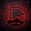 Custom Name Oil Rig Oil Field Metal Wall Art With Led Light, Offshore Custom Sign