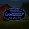 Metal Sign Lake Jumping Fish Sign With Led Lights, Deer Lake Sign Customized With Your Name, Metal Wall Art, Metal House Sign