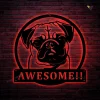 Personalized Pug Monogram Metal Wall Decor, Cut Metal Sign With Led Lights, Metal Wall Art, Metal House Sign