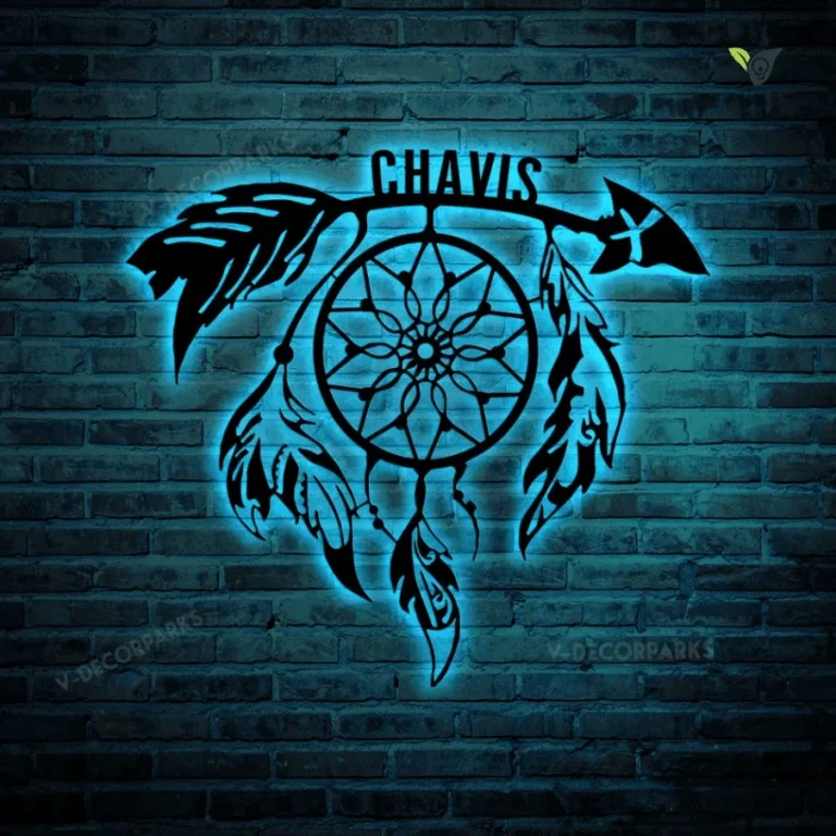 Dream Catcher Native American Personalized Metal Sign With Led Lights, Dream Catcher Metal Wall Art, Metal House Sign