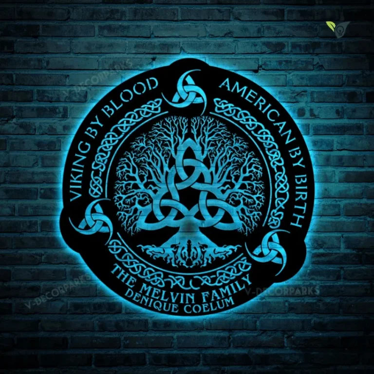 American By Birth Viking By Blood Personalized Metal Sign With Led Lights, Cut Metal Sign With Led Lights, Metal Wall Art, Metal House Sign