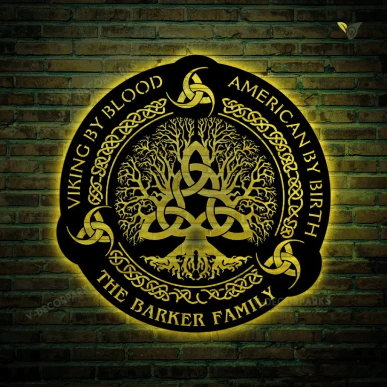 American By Birth Viking By Blood Personalized Metal Sign With Led Lights, Cut Metal Sign With Led Lights, Metal Wall Art, Metal House Sign