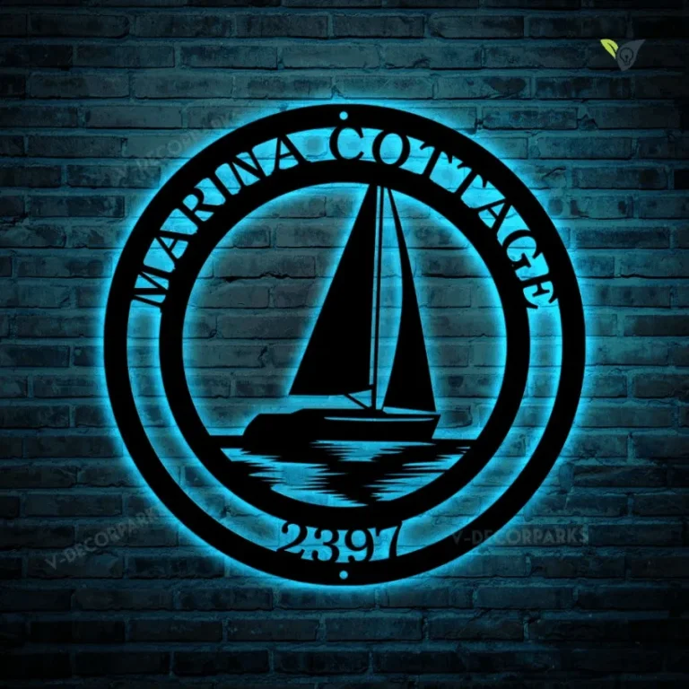 Sail Boat Personalized Metal Sign With Led Lights, Cut Metal Sign With Led Lights, Metal Wall Art, Metal House Sign