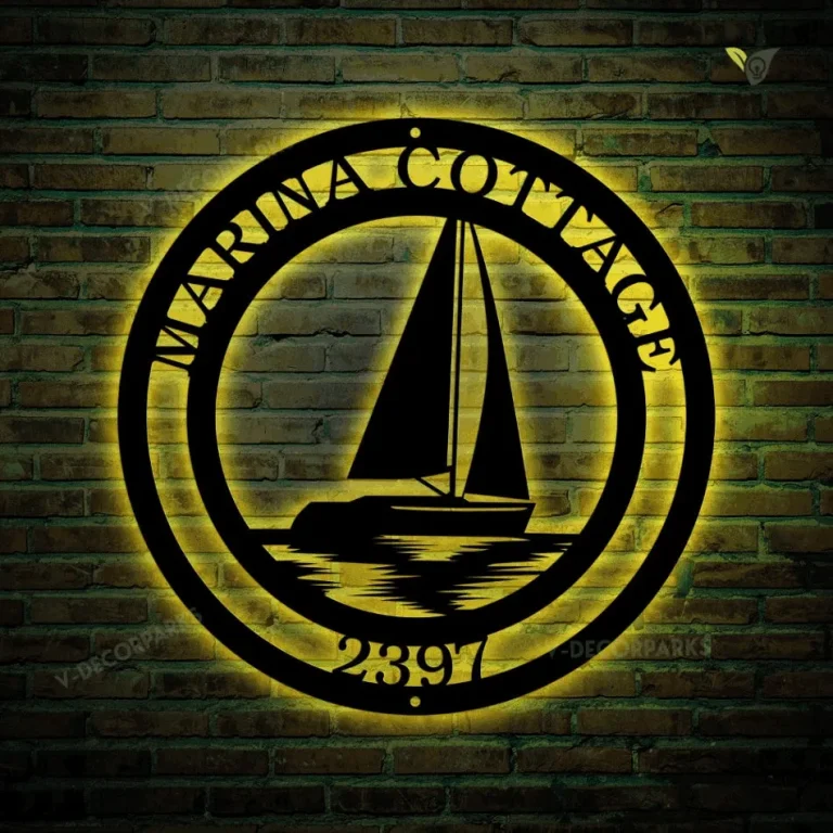 Sail Boat Personalized Metal Sign With Led Lights, Cut Metal Sign With Led Lights, Metal Wall Art, Metal House Sign