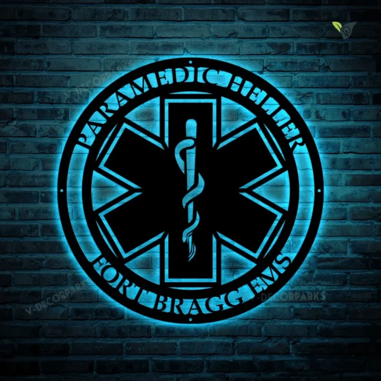 Star Of Life Paramedic Emt Metal Sign With Led Lights, Metal Wall Art, Metal House Sign