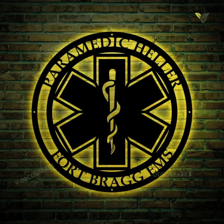 Star Of Life Paramedic Emt Metal Sign With Led Lights, Metal Wall Art, Metal House Sign