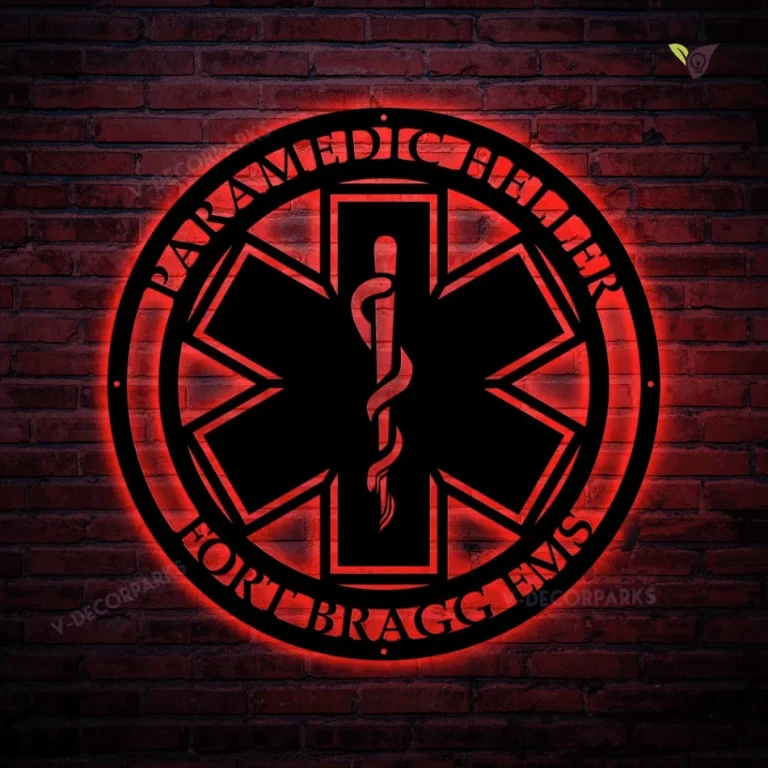 Star Of Life Paramedic Emt Metal Sign With Led Lights, Metal Wall Art, Metal House Sign